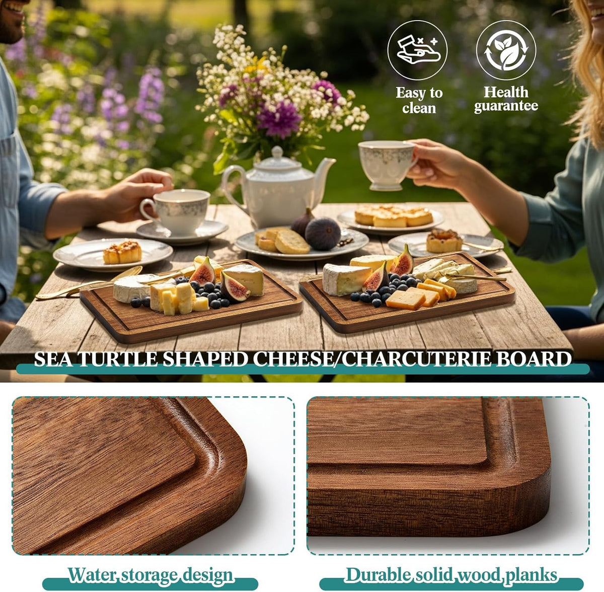 D20 Shaped Charcuterie Board Set Cutting and Cheese Board Wooden Platter with Knives and Forks Serving Trays Gift for Christmas Kitchen Food Fruit(Acacia)