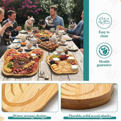 D20 Shaped Charcuterie Board Set Cutting and Cheese Board Wooden Platter with Knives and Forks Serving Trays Gift for Christmas Kitchen Food Fruit(Acacia)