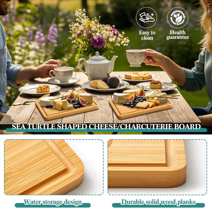 D20 Shaped Charcuterie Board Set Cutting and Cheese Board Wooden Platter with Knives and Forks Serving Trays Gift for Christmas Kitchen Food Fruit(Acacia)