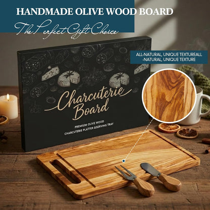 D20 Shaped Charcuterie Board Set Cutting and Cheese Board Wooden Platter with Knives and Forks Serving Trays Gift for Christmas Kitchen Food Fruit(Acacia)