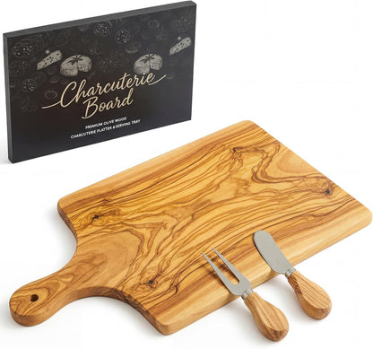D20 Shaped Charcuterie Board Set Cutting and Cheese Board Wooden Platter with Knives and Forks Serving Trays Gift for Christmas Kitchen Food Fruit(Acacia)