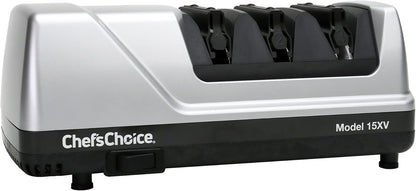 15XV EdgeSelect Professional Electric Knife Sharpener with 100-Percent Diamond Abrasives and Precision Angle Guides for Straight Edge and Serrated Knives, 3-Stage, Gray