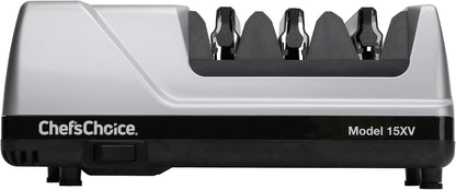 15XV EdgeSelect Professional Electric Knife Sharpener with 100-Percent Diamond Abrasives and Precision Angle Guides for Straight Edge and Serrated Knives, 3-Stage, Gray