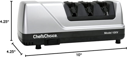 15XV EdgeSelect Professional Electric Knife Sharpener with 100-Percent Diamond Abrasives and Precision Angle Guides for Straight Edge and Serrated Knives, 3-Stage, Gray