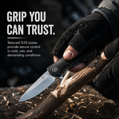 EDC Folding Pocket Knife D2 Steel Blade & G10 Handle for Daily Carry