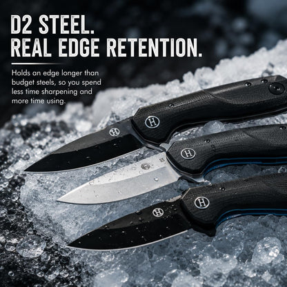 EDC Folding Pocket Knife D2 Steel Blade & G10 Handle for Daily Carry