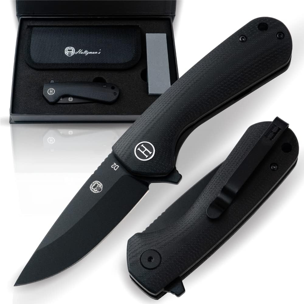 EDC Folding Pocket Knife D2 Steel Blade & G10 Handle for Daily Carry