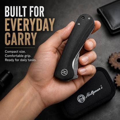 EDC Folding Pocket Knife D2 Steel Blade & G10 Handle for Daily Carry