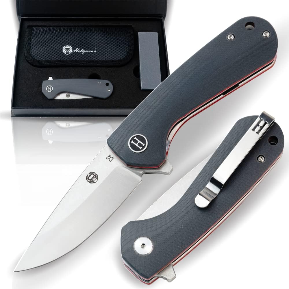EDC Folding Pocket Knife D2 Steel Blade & G10 Handle for Daily Carry