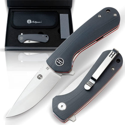 EDC Folding Pocket Knife D2 Steel Blade & G10 Handle for Daily Carry