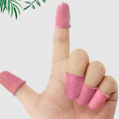 Thimble Protectors 5Pcs, Finger Protectors, Rubber Fingers Thimble Guard Tips Caps Pads Cover Craft Finger Tip Sewing Counting Protector for Embroidery, Sewing, Cutting (Pink)