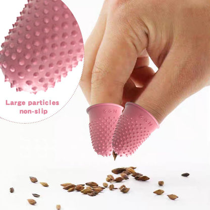 Thimble Protectors 5Pcs, Finger Protectors, Rubber Fingers Thimble Guard Tips Caps Pads Cover Craft Finger Tip Sewing Counting Protector for Embroidery, Sewing, Cutting (Pink)
