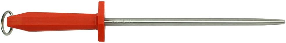 Friedr Dick 10" Round Steel Sharpener, Polished Red Handle