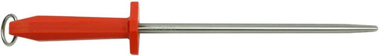 Friedr Dick 10" Round Steel Sharpener, Polished Red Handle