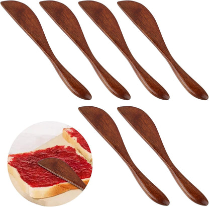 6Pcs Wooden Butter Knife, 5.9 Inch Jelly Cheese Spreaders Jam Sandwich Spreaders Cream Spreader Mini Wooden Spatulas Condiment Knives for Kitchen Restaurant(6Pcs)