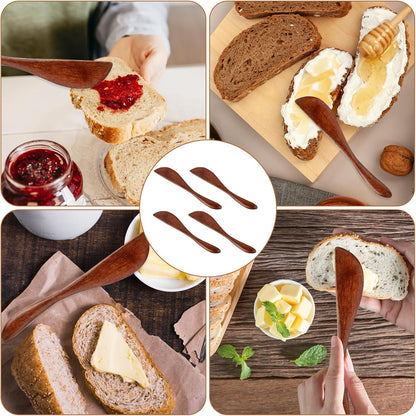 6Pcs Wooden Butter Knife, 5.9 Inch Jelly Cheese Spreaders Jam Sandwich Spreaders Cream Spreader Mini Wooden Spatulas Condiment Knives for Kitchen Restaurant(6Pcs)