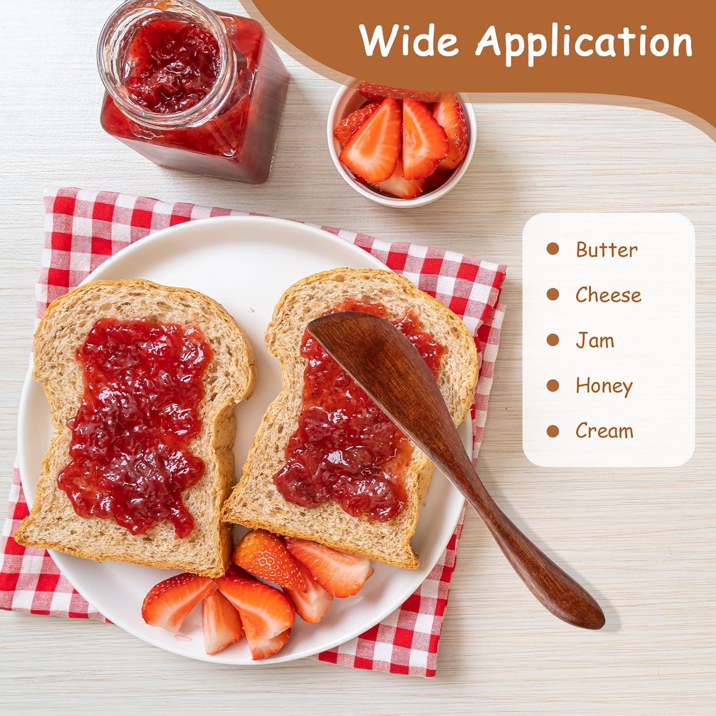 6Pcs Wooden Butter Knife, 5.9 Inch Jelly Cheese Spreaders Jam Sandwich Spreaders Cream Spreader Mini Wooden Spatulas Condiment Knives for Kitchen Restaurant(6Pcs)