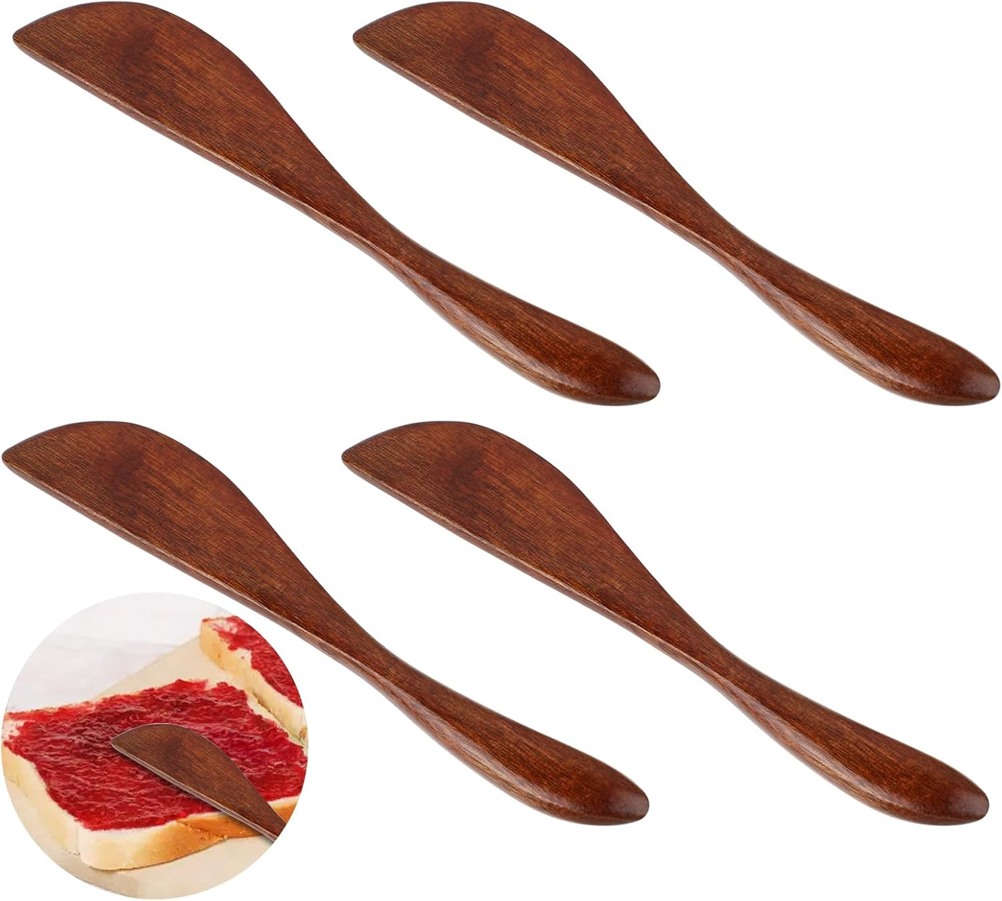6Pcs Wooden Butter Knife, 5.9 Inch Jelly Cheese Spreaders Jam Sandwich Spreaders Cream Spreader Mini Wooden Spatulas Condiment Knives for Kitchen Restaurant(6Pcs)