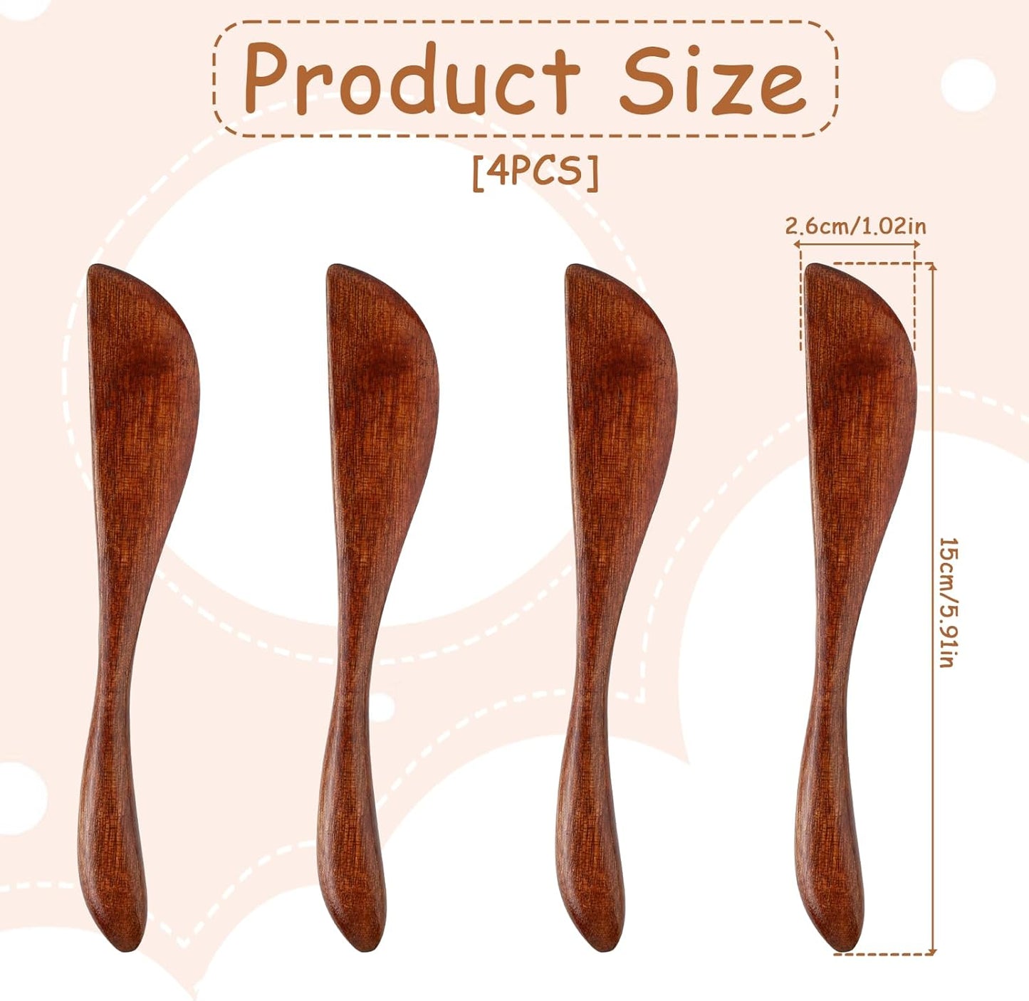 6Pcs Wooden Butter Knife, 5.9 Inch Jelly Cheese Spreaders Jam Sandwich Spreaders Cream Spreader Mini Wooden Spatulas Condiment Knives for Kitchen Restaurant(6Pcs)
