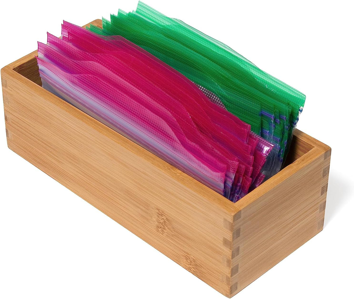 Bamboo Wood Utensil Holder Storage Box for Cooking Tools, Makeup, or Office Supplies, 4" x 9 1/4" x 3"