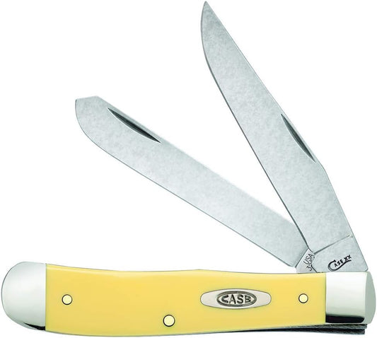 WR Case XX Pocket Knife Yellow Synthetic Trapper W/Clip Item #81091 - (3254C SS) - Length Closed: 4 1/8 Inches
