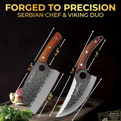 Hand-Forged Professional Butcher Knife (3 PC BUTCHER KNIFE SET W/SANDLEWOOD HANDLES)