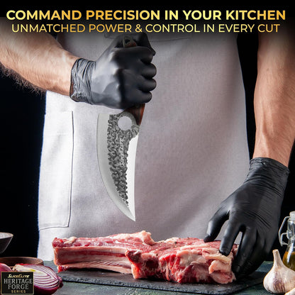 Hand-Forged Professional Butcher Knife (3 PC BUTCHER KNIFE SET W/SANDLEWOOD HANDLES)