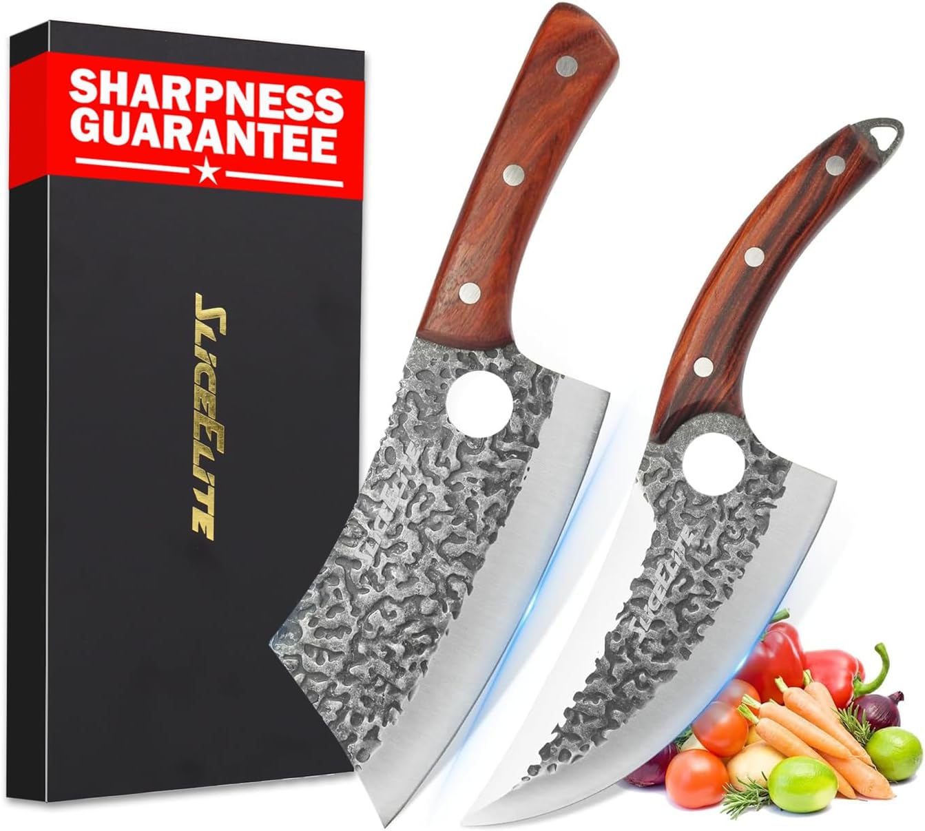 Hand-Forged Professional Butcher Knife (3 PC BUTCHER KNIFE SET W/SANDLEWOOD HANDLES)