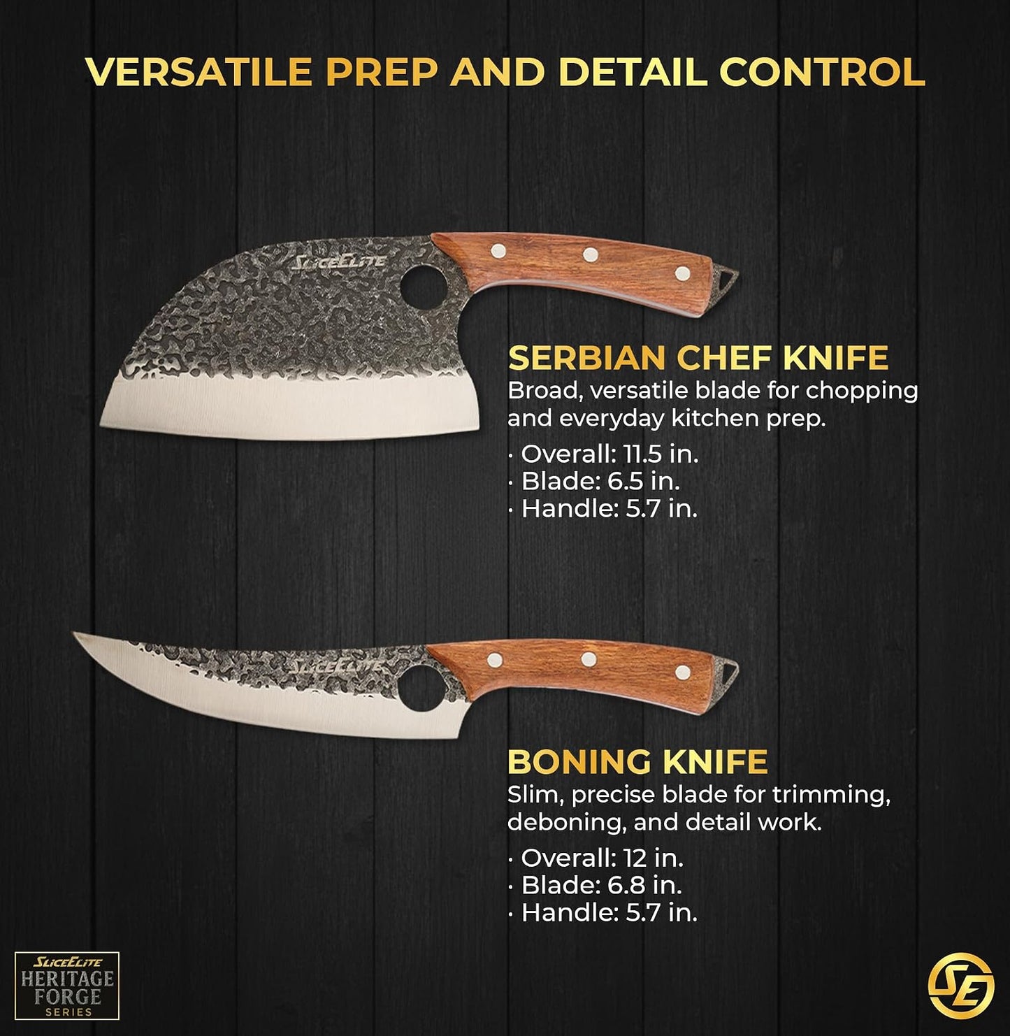 Hand-Forged Professional Butcher Knife (3 PC BUTCHER KNIFE SET W/SANDLEWOOD HANDLES)