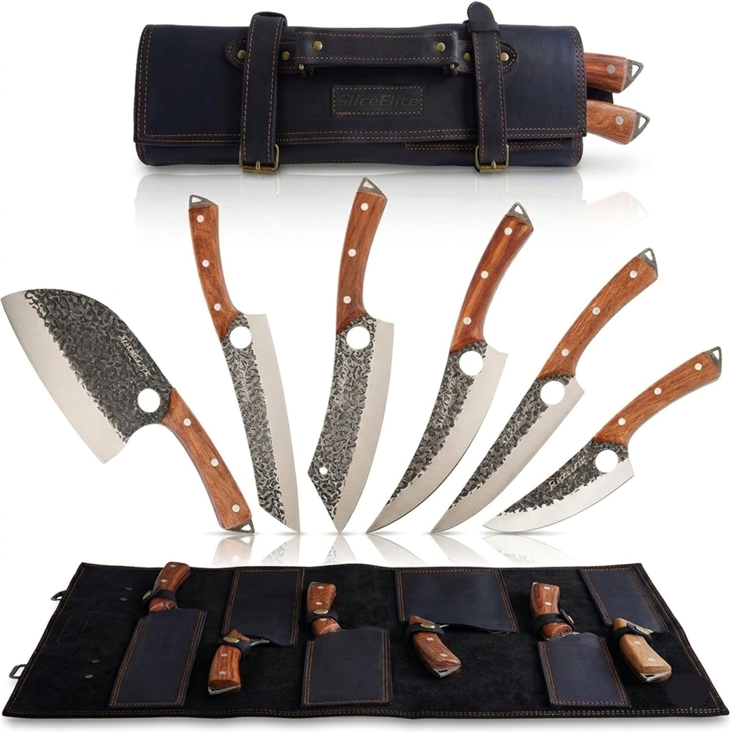 Hand-Forged Professional Butcher Knife (3 PC BUTCHER KNIFE SET W/SANDLEWOOD HANDLES)