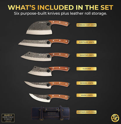 Hand-Forged Professional Butcher Knife (3 PC BUTCHER KNIFE SET W/SANDLEWOOD HANDLES)