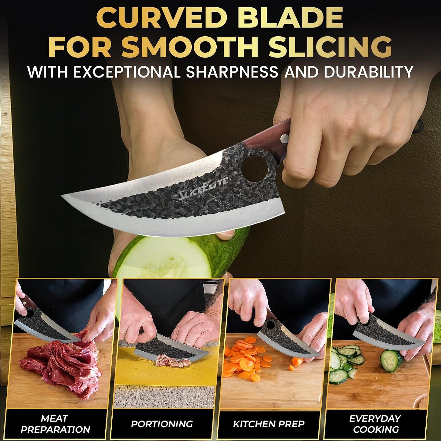 Hand-Forged Professional Butcher Knife (3 PC BUTCHER KNIFE SET W/SANDLEWOOD HANDLES)