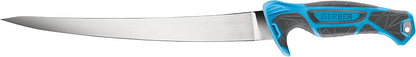 Gear Controller - Saltwater-Resistant Fishing Fillet Knife with Sheath & Built-In Knife Sharpener - Premium Fishing Gear - 10", Cyan