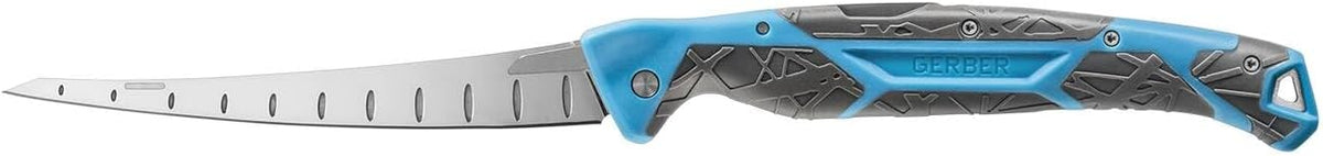 Gear Controller - Saltwater-Resistant Fishing Fillet Knife with Sheath & Built-In Knife Sharpener - Premium Fishing Gear - 10", Cyan