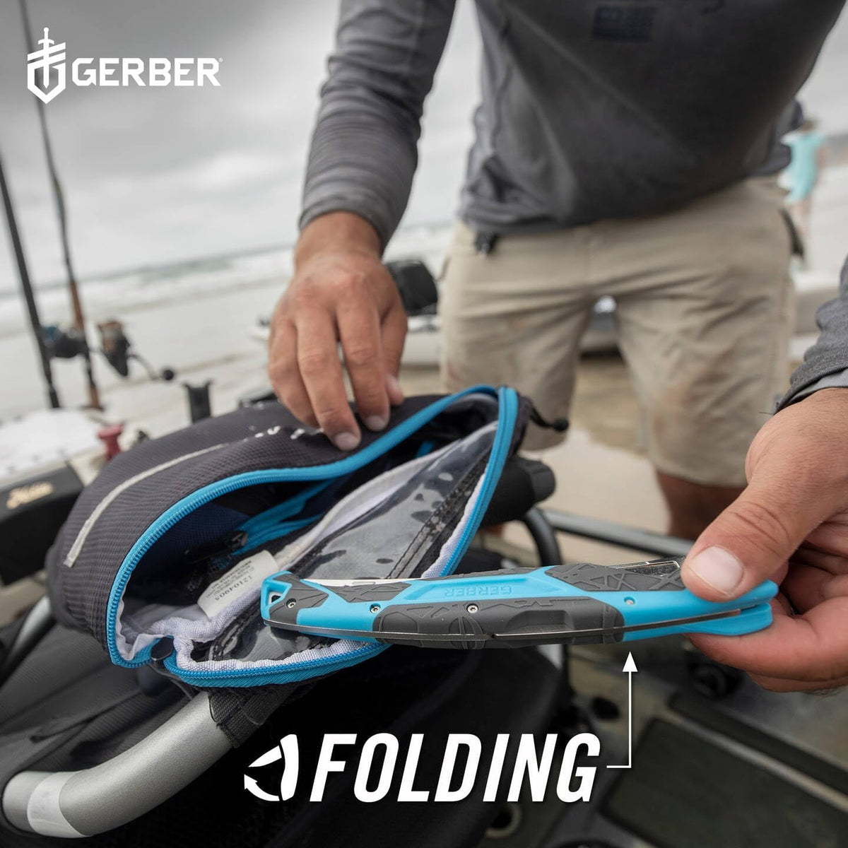 Gear Controller - Saltwater-Resistant Fishing Fillet Knife with Sheath & Built-In Knife Sharpener - Premium Fishing Gear - 10", Cyan