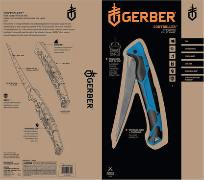 Gear Controller - Saltwater-Resistant Fishing Fillet Knife with Sheath & Built-In Knife Sharpener - Premium Fishing Gear - 10", Cyan