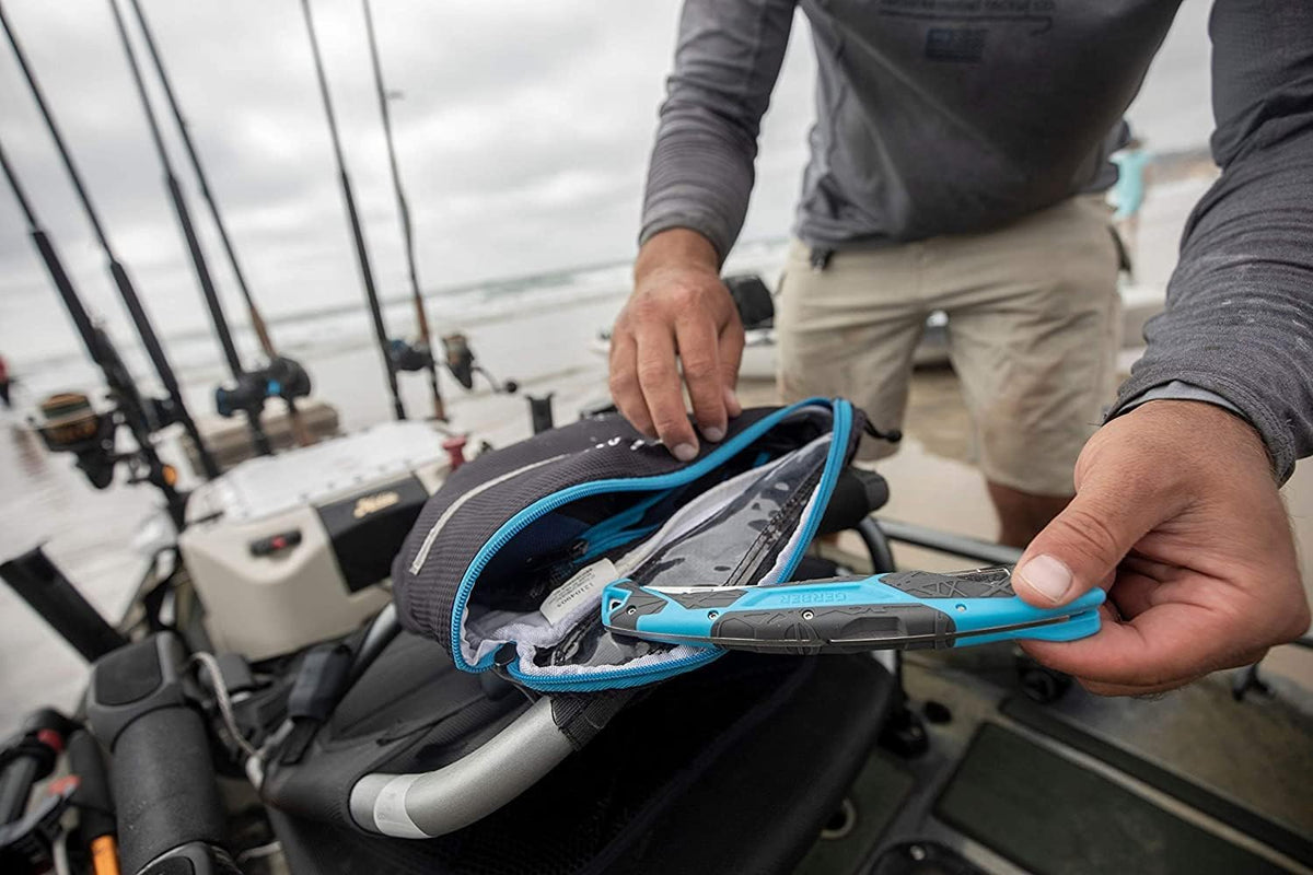 Gear Controller - Saltwater-Resistant Fishing Fillet Knife with Sheath & Built-In Knife Sharpener - Premium Fishing Gear - 10", Cyan