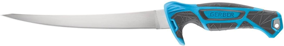 Gear Controller - Saltwater-Resistant Fishing Fillet Knife with Sheath & Built-In Knife Sharpener - Premium Fishing Gear - 10", Cyan