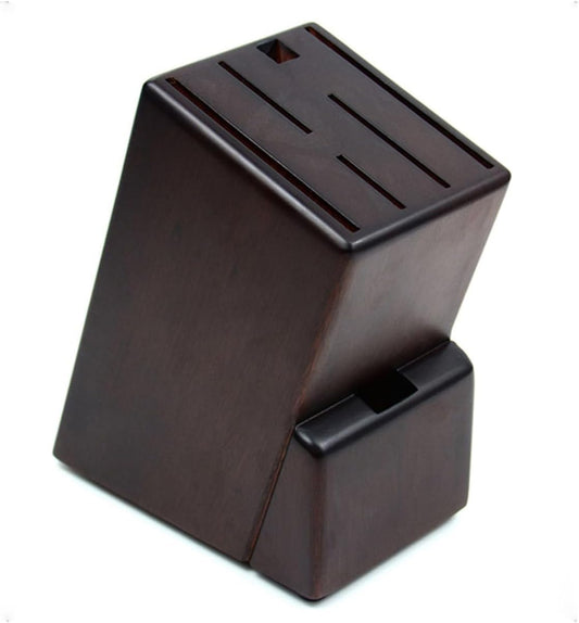 Wooden Knife Block without Knives Black, Knife Block no Steak Knives,7 Slots Kitchen Knife Holder, Wooden Knife Stand without Knives Holder