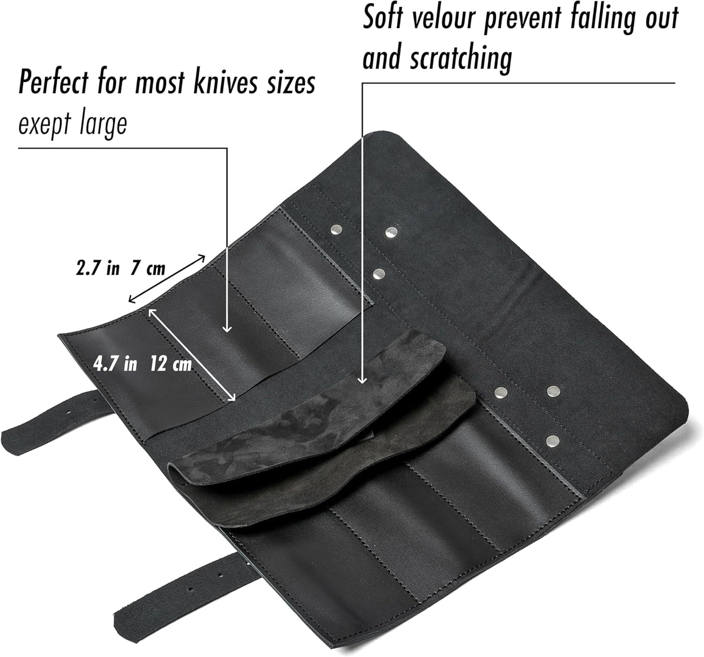 Leather Folding Knife Display Roll Organizer for 6 Pocket Knives Case, Pocket Knife Storage Holder, Knives Collection Holder Pouch Bag VR6BL