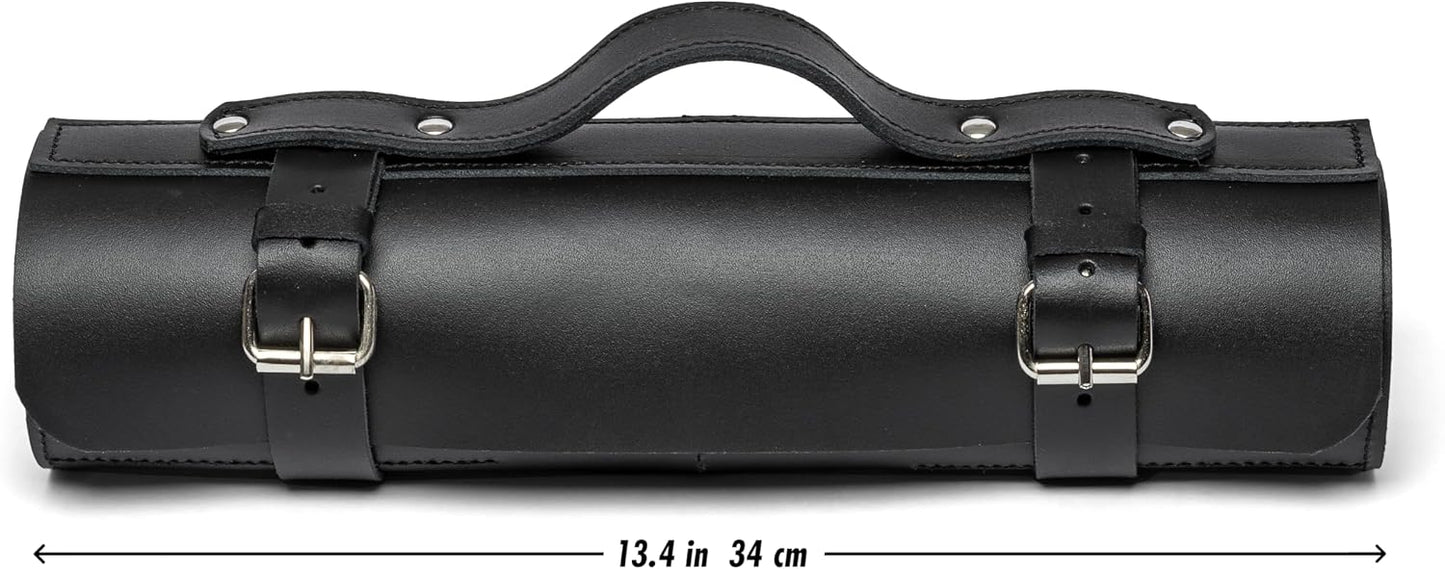 Leather Folding Knife Display Roll Organizer for 6 Pocket Knives Case, Pocket Knife Storage Holder, Knives Collection Holder Pouch Bag VR6BL