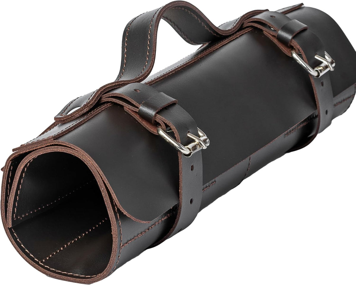 Leather Folding Knife Display Roll Organizer for 6 Pocket Knives Case, Pocket Knife Storage Holder, Knives Collection Holder Pouch Bag VR6BL