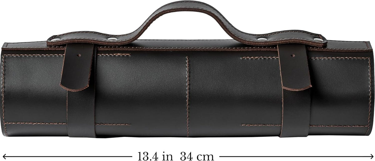 Leather Folding Knife Display Roll Organizer for 6 Pocket Knives Case, Pocket Knife Storage Holder, Knives Collection Holder Pouch Bag VR6BL