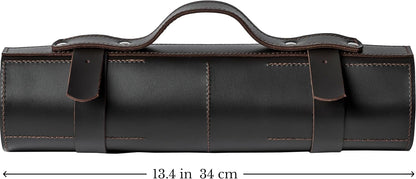 Leather Folding Knife Display Roll Organizer for 6 Pocket Knives Case, Pocket Knife Storage Holder, Knives Collection Holder Pouch Bag VR6BL