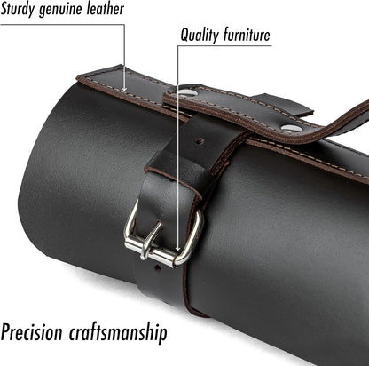 Leather Folding Knife Display Roll Organizer for 6 Pocket Knives Case, Pocket Knife Storage Holder, Knives Collection Holder Pouch Bag VR6BL