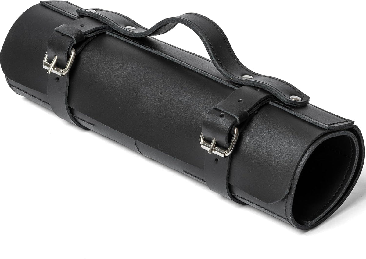 Leather Folding Knife Display Roll Organizer for 6 Pocket Knives Case, Pocket Knife Storage Holder, Knives Collection Holder Pouch Bag VR6BL