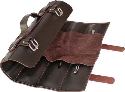 Leather Folding Knife Display Roll Organizer for 6 Pocket Knives Case, Pocket Knife Storage Holder, Knives Collection Holder Pouch Bag VR6BL