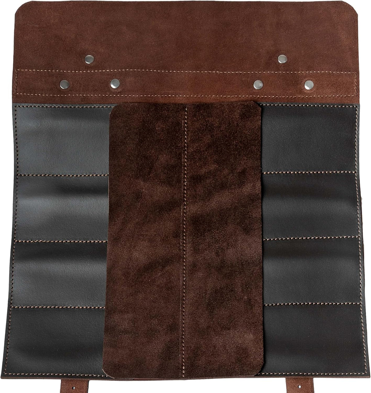 Leather Folding Knife Display Roll Organizer for 6 Pocket Knives Case, Pocket Knife Storage Holder, Knives Collection Holder Pouch Bag VR6BL