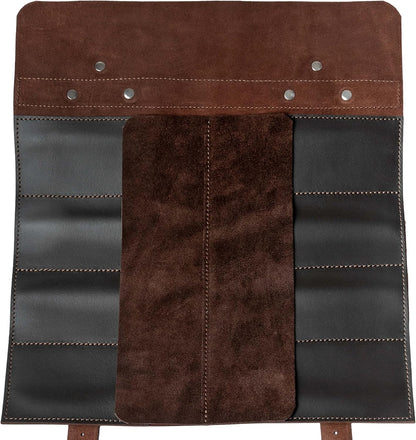 Leather Folding Knife Display Roll Organizer for 6 Pocket Knives Case, Pocket Knife Storage Holder, Knives Collection Holder Pouch Bag VR6BL