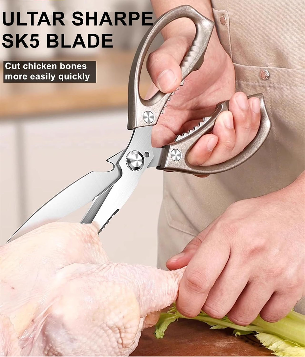 Kitchen Scissors, All Purpose，Ultra Sharp Meat Scissors，Heavy Duty Cooking Scissor，Dishwash Safe Stainless Steel Kitchen Shears for Food, Chicken Bones, Turkey